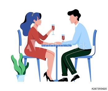 Man and woman in restaurant on the romantic date