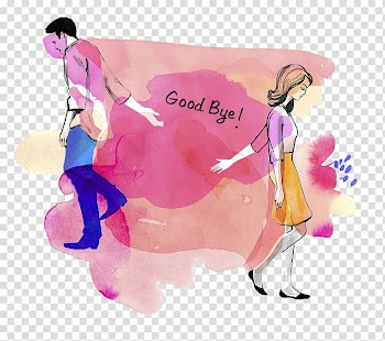 Man and woman parting ways illustration, Breakup Watercolor painting Illustration, Watercolor illustration parting goodbye transparent background PNG clipart