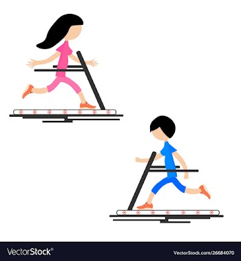 Man and woman running on treadmill icon vector image