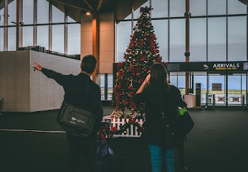 Man and Woman Staring at Christmas Tree