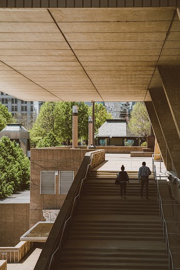 Man and Woman Walking on Stairs