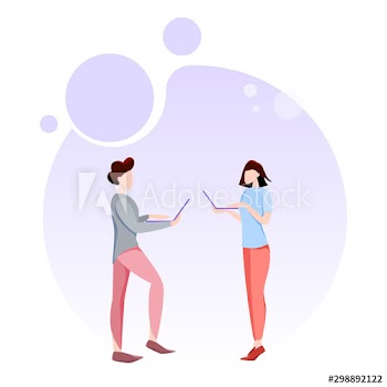 Man and woman with laptop