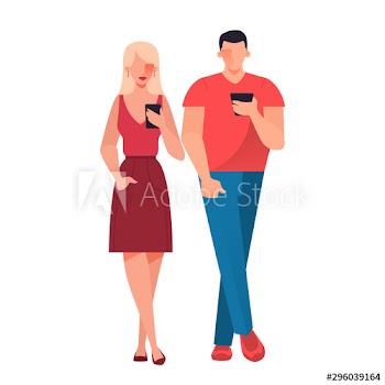 Man and woman with mobile phone