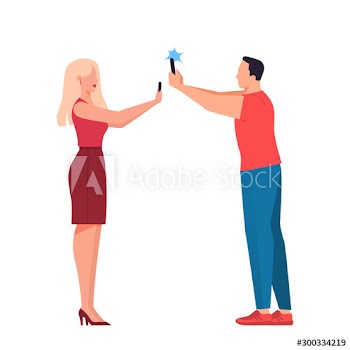 Man and woman with mobile phone