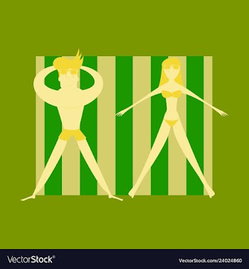 Man and women sunbathing in the sun excessive vector image