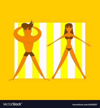 Man and women sunbathing in the sun excessive vector image
