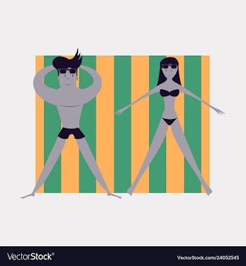 Man and women sunbathing in the sun excessive vector image