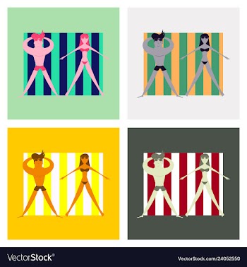 Man and women sunbathing in the sun excessive vector image