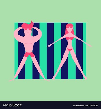 Man and women sunbathing in the sun excessive vector image