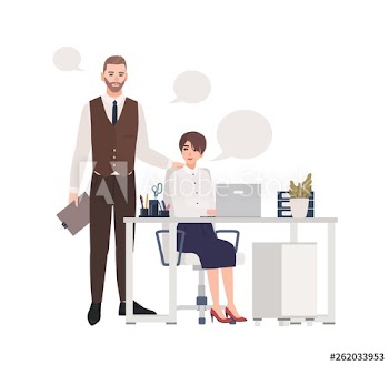 Man and women working together