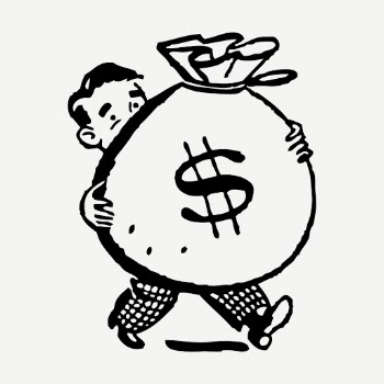 Man carrying money bag drawing, | Free PSD - rawpixel
