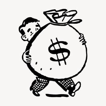 Man carrying money bag drawing, | Free Vector - rawpixel