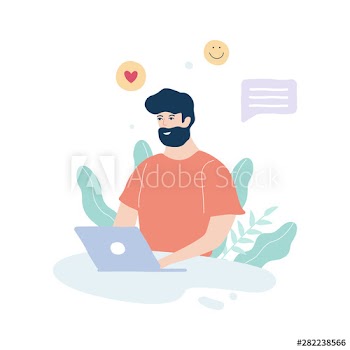 Man chatting in laptop computer