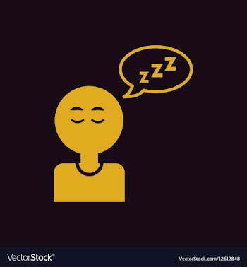 Man closing eyes and sleep various symptoms of vector image
