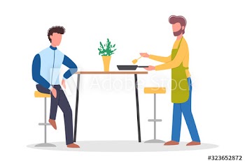 Man cooking dinner on the kitchen