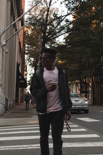 Man Crossing Pedestrian Lane