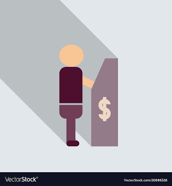 Man customer standing near atm machine and vector image