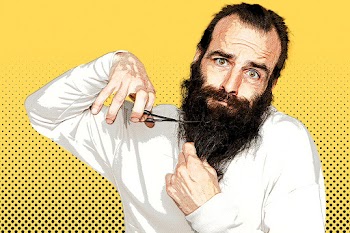 Man cutting his beard in pop art style | Free stock illustration | High Resolution graphic