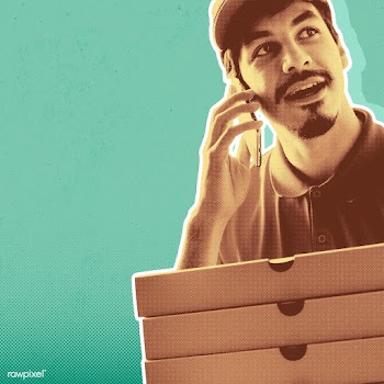 Man delivery pizza to customer | Free  illustration - 2312459