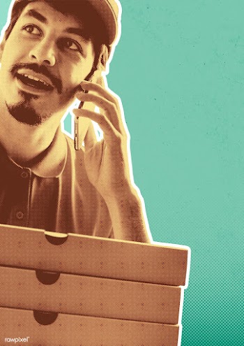 Man delivery pizza to customer | Free  illustration - 2312460
