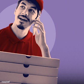Man delivery pizza to customer | Free  illustration - 2312480