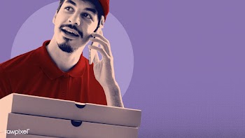 Man delivery pizza to customer | Free  illustration - 2312483