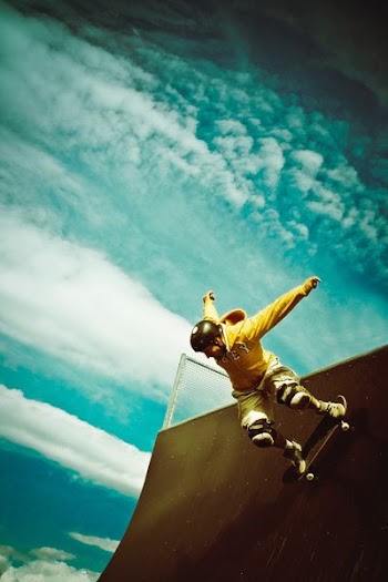 man doing skateboard trick