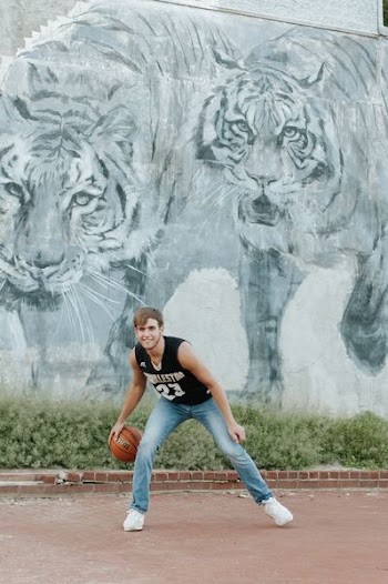 man dribbling basketball