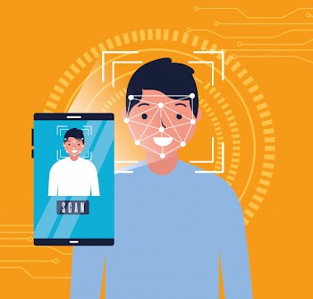 Man face scan biometric digital technology Free Vector