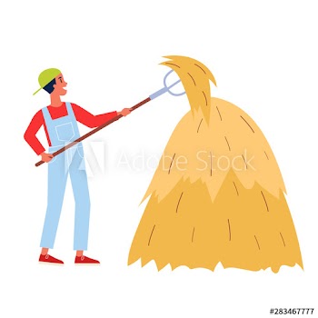 Man farmer at the haystack