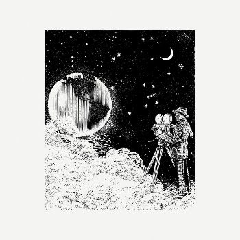 Man filming earth clipart, vintage | Free PSD Illustration - rawpixel