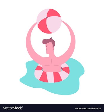 Man floating on water in lifeline person male vector image