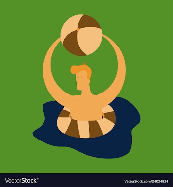 Man floating on water in lifeline person male vector image