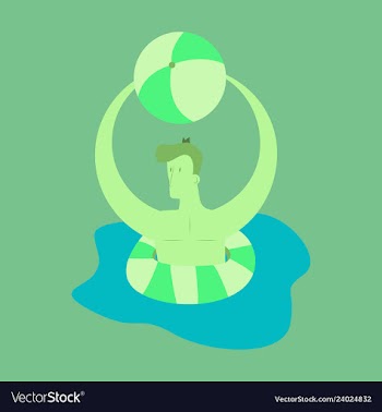 Man floating on water in lifeline person male vector image