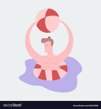 Man floating on water in lifeline person male vector image