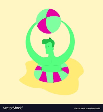 Man floating on water in lifeline person male vector image