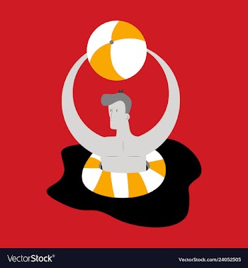 Man floating on water in lifeline person male vector image
