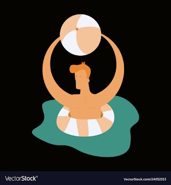 Man floating on water in lifeline person male vector image