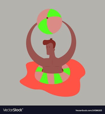 Man floating on water in lifeline person male vector image