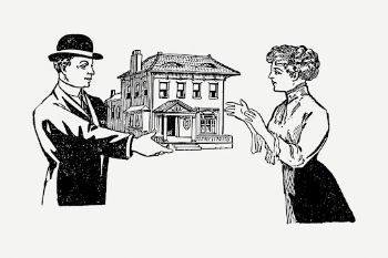 Man gifting house drawing, vintage | Free PSD - rawpixel