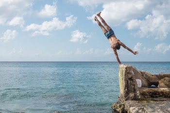 Man Hand Standing On Rock