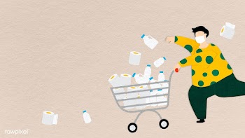 Man hoarding food and tissue paper during the coronavirus pandemic  | Free  illustration - 2330318