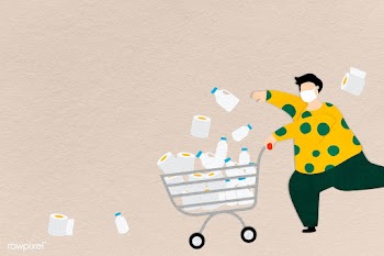 Man hoarding food and tissue paper during the coronavirus pandemic  | Free  illustration - 2330320