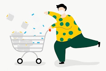Man hoarding food and tissue paper during the coronavirus pandemic tra.. | Free  transparent png - 2311345