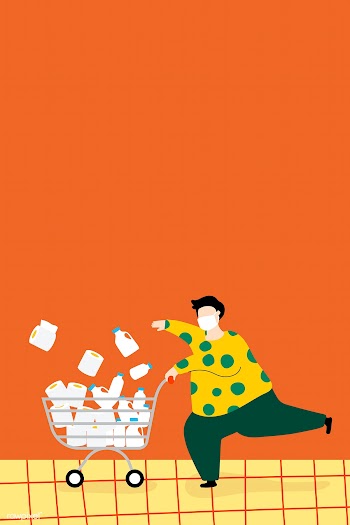 Man hoarding food and tissue paper during the coronavirus pandemic vec.. | Free  vector - 2310400