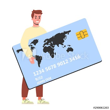 Man holding big credit card