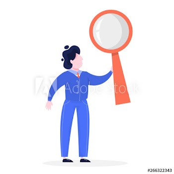 Man holding big magnifying glass