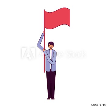 man holding flag on white background