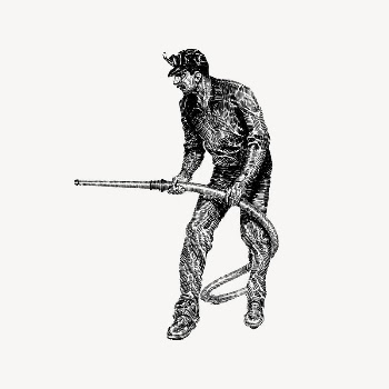 Man holding hose collage element, | Free Vector Illustration - rawpixel
