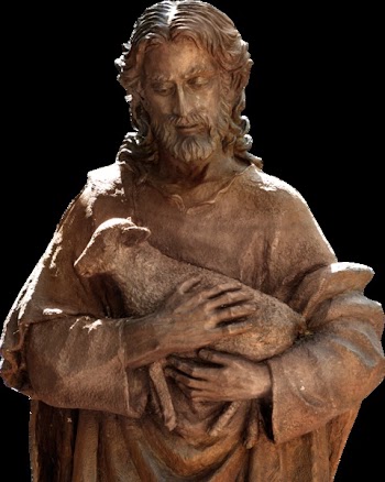 Man Holding Sheep Statuette